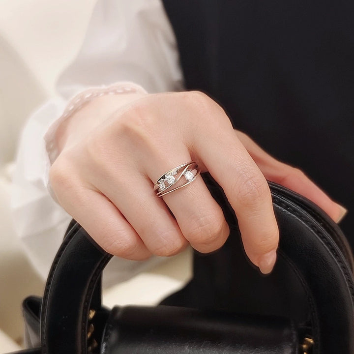 Wave Curve Multi-Layer Ring