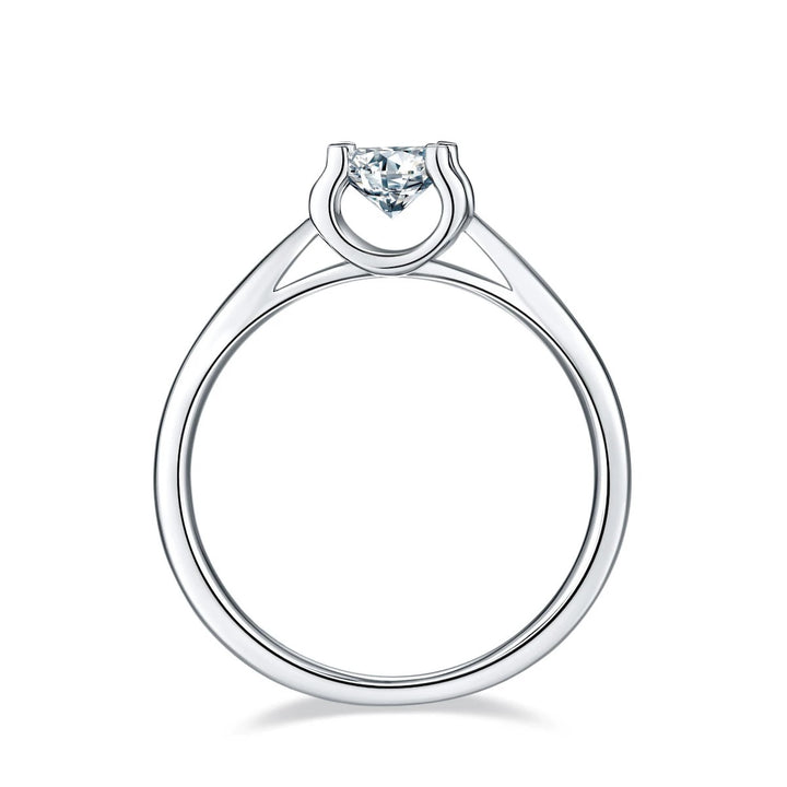 Sterling Silver Bullhorn Moissanite Ring