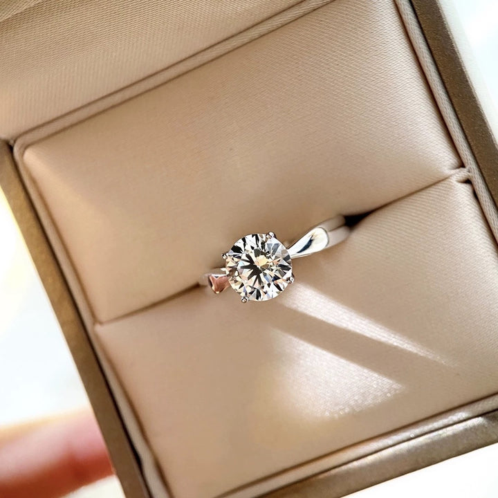 Sterling Silver Bullhorn Moissanite Ring