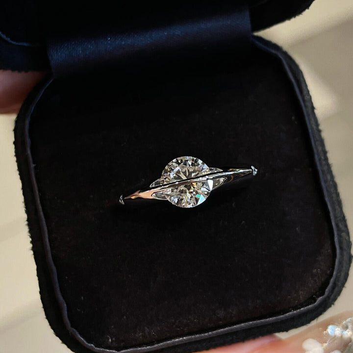 Cosmic Stellar Three-Stone Moissanite Ring