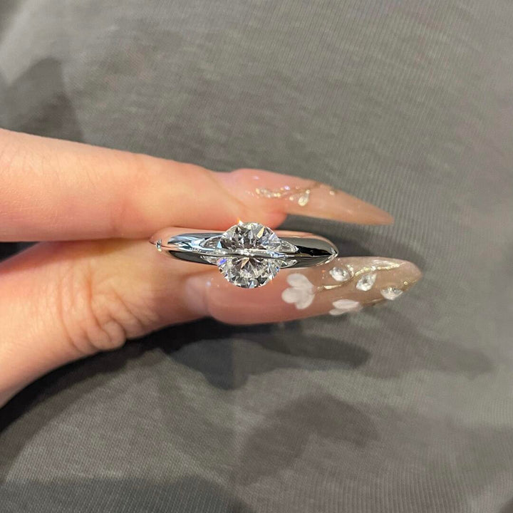 Cosmic Stellar Three-Stone Moissanite Ring