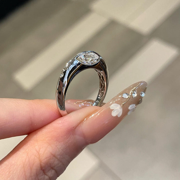 Cosmic Stellar Three-Stone Moissanite Ring