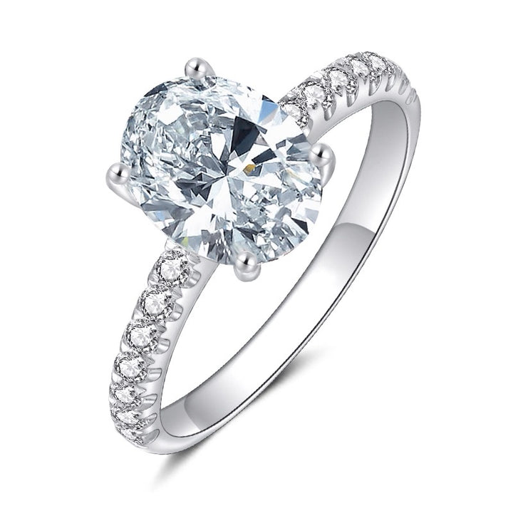 Oval Solitaire Pavé Moissanite Ring