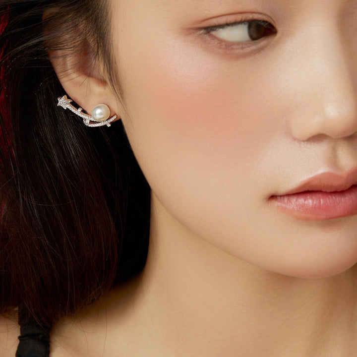 Sterling Silver Meteor Pearl Earrings