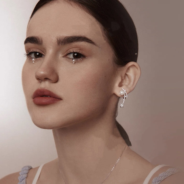 Sterling Silver Meteor Pearl Earrings