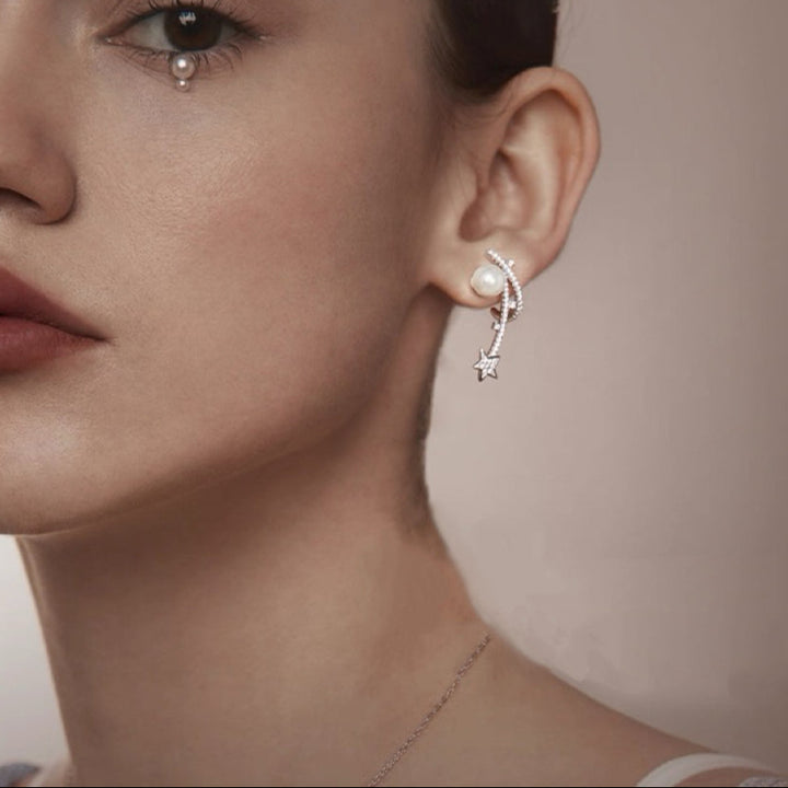 Sterling Silver Meteor Pearl Earrings