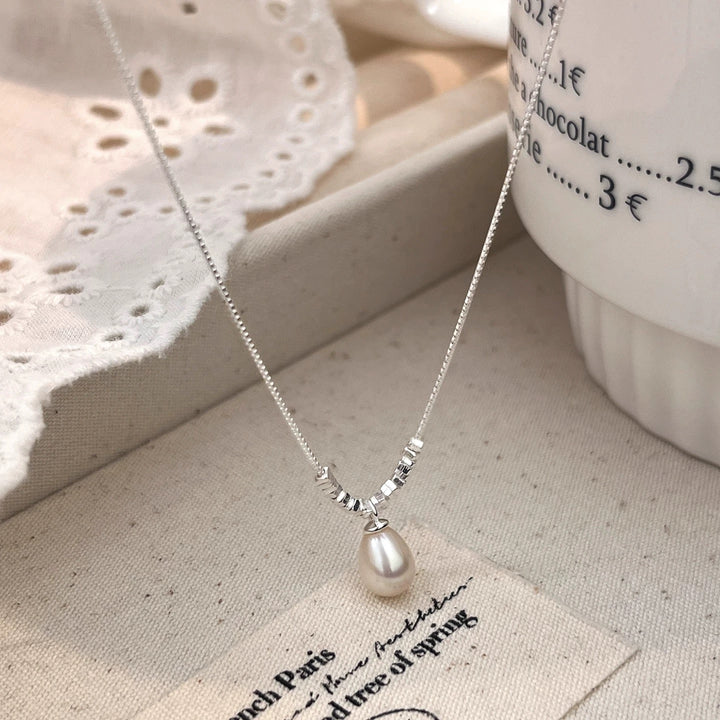 Sterling Silver Natural Freshwater Pearl Pendant Necklace