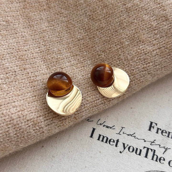 Tiger Eye Stone Gold Plated Stud Earrings