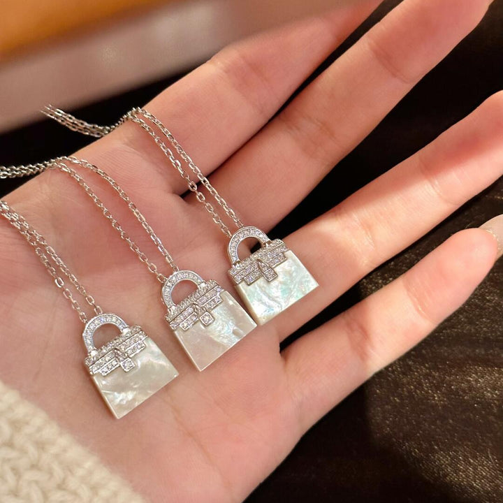 Mother of Pearl Handbag Pendant Necklace