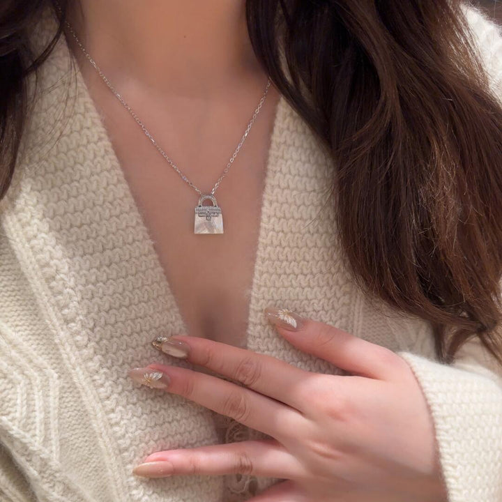 Mother of Pearl Handbag Pendant Necklace
