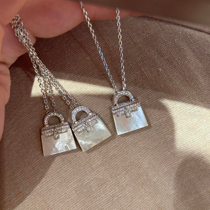 Mother of Pearl Handbag Pendant Necklace