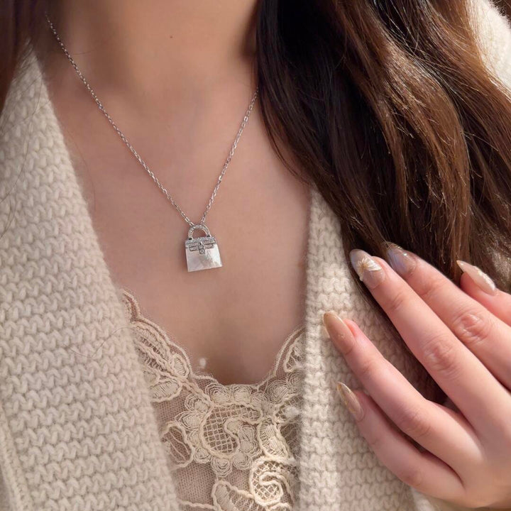 Mother of Pearl Handbag Pendant Necklace