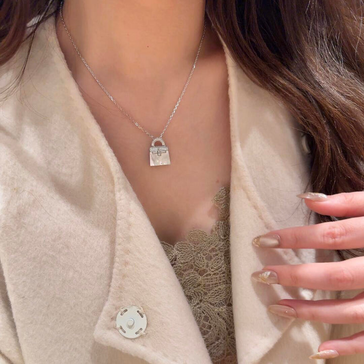 Mother of Pearl Handbag Pendant Necklace