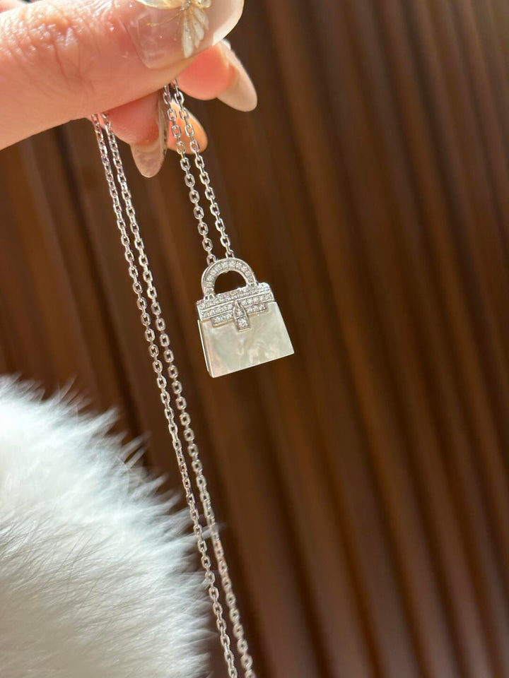 Mother of Pearl Handbag Pendant Necklace