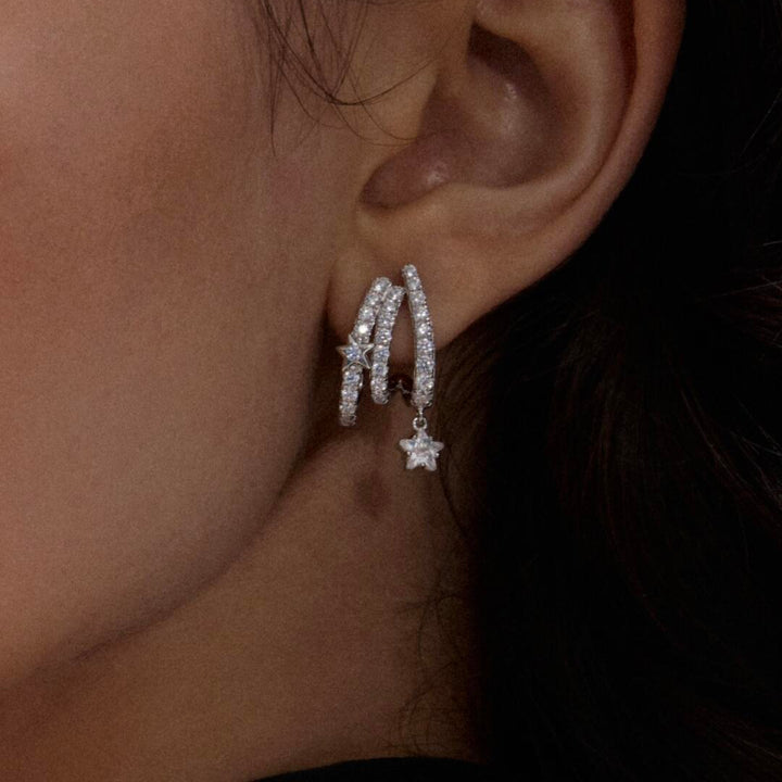 Twinkling Star Zircon Hoop Earrings