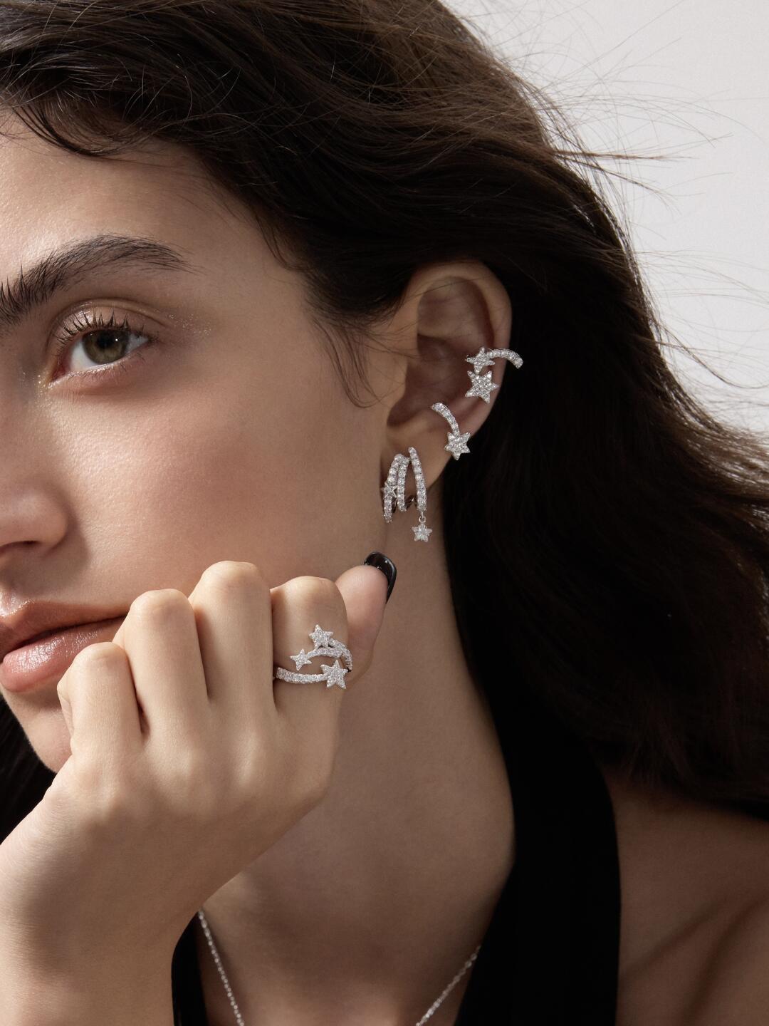 Twinkling Star Zircon Hoop Earrings