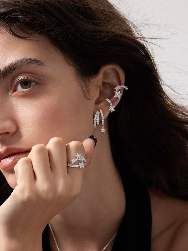 Twinkling Star Zircon Hoop Earrings