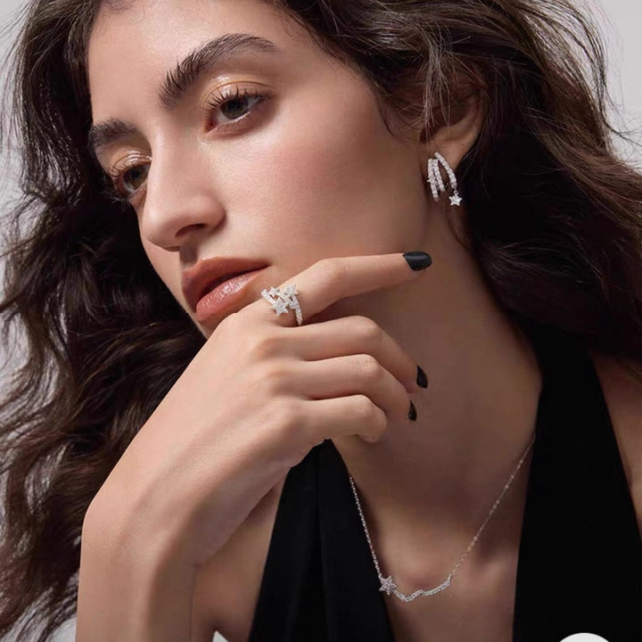 Twinkling Star Zircon Hoop Earrings