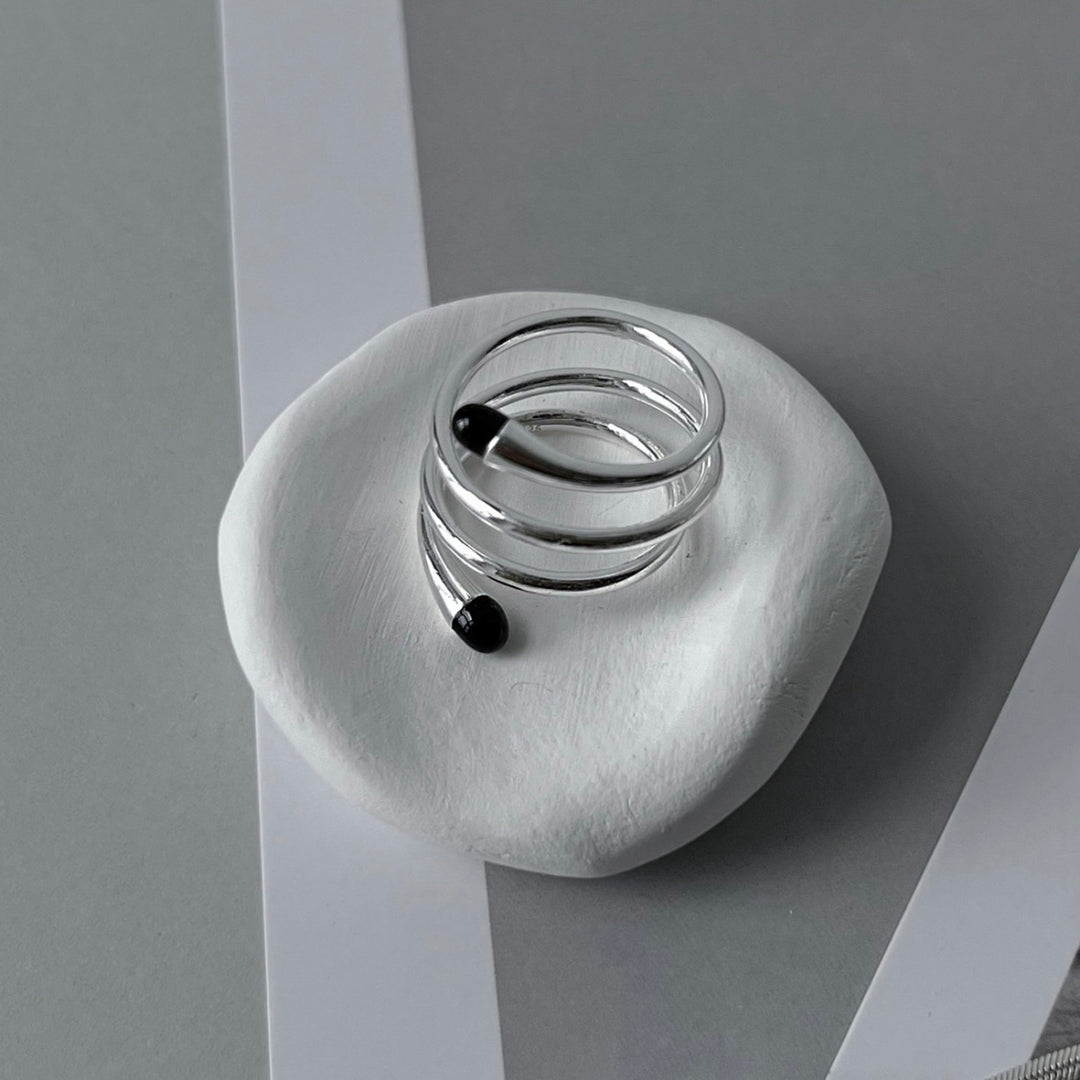 Multilayer Line Black Drip Adjustable Ring