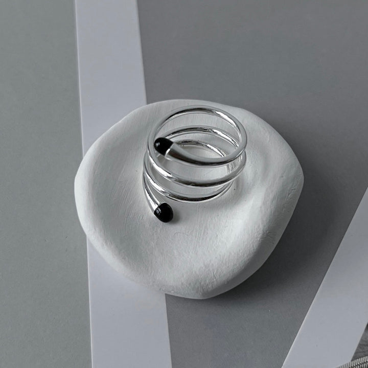 Multilayer Line Black Drip Adjustable Ring