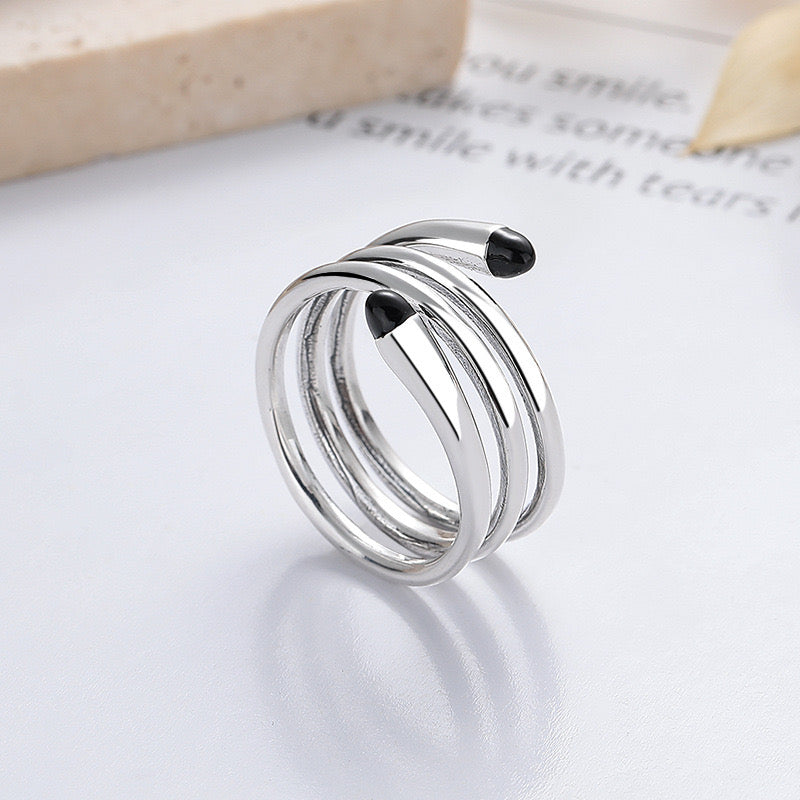 Multilayer Line Black Drip Adjustable Ring
