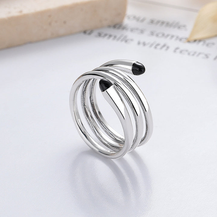 Multilayer Line Black Drip Adjustable Ring