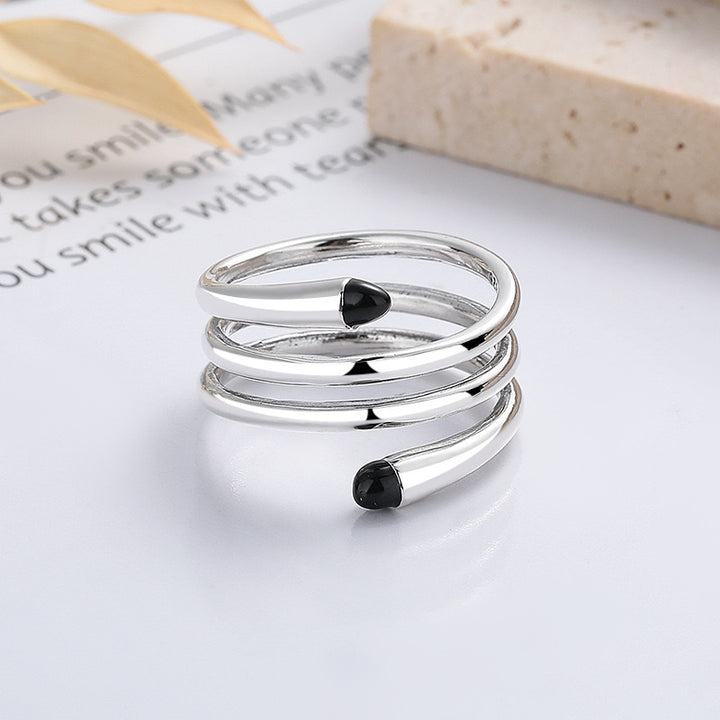 Multilayer Line Black Drip Adjustable Ring