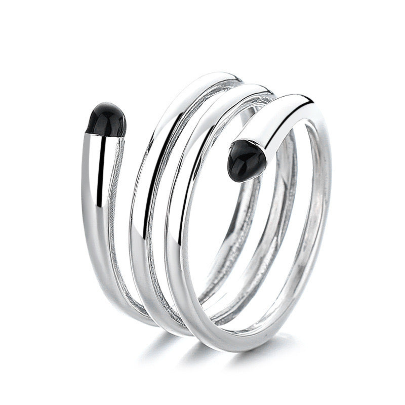 Multilayer Line Black Drip Adjustable Ring