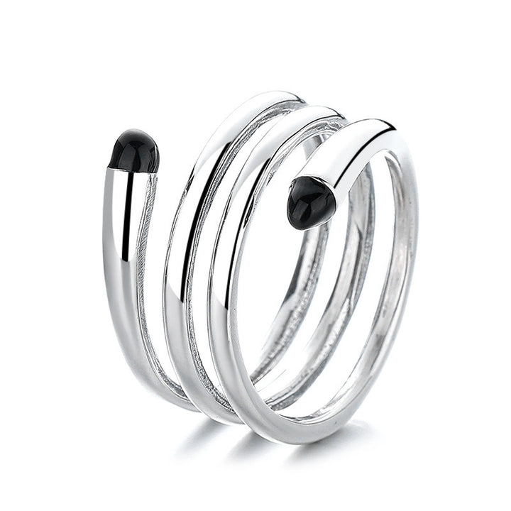Multilayer Line Black Drip Adjustable Ring