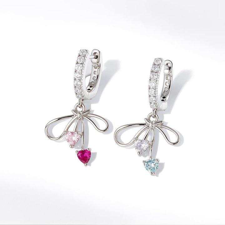 Bow Heart Zircon Drop Earrings
