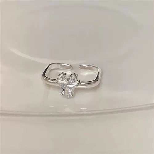 S925 Sterling Silver Dreamy Heart Zirconia Ring