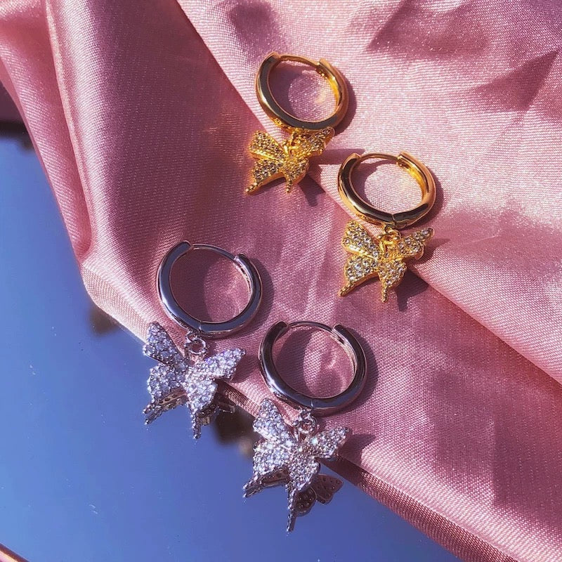 Small Butterfly Earrings with Diamonds