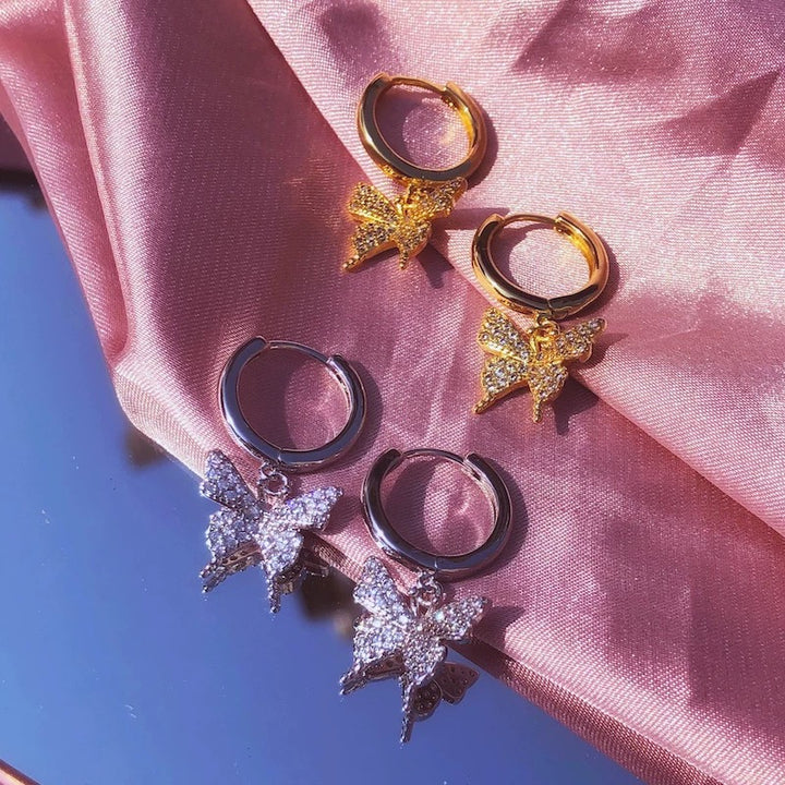 Small Butterfly Earrings with Diamonds