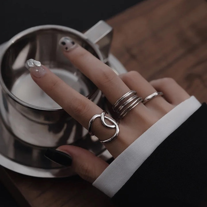 Double C Lnotted Line Adjustable Ring