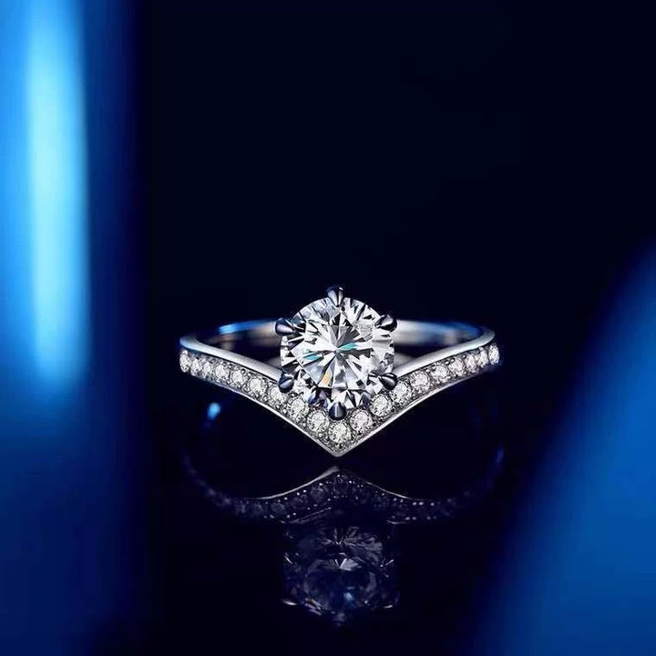 Celestial V-Chevron Moissanite Ring