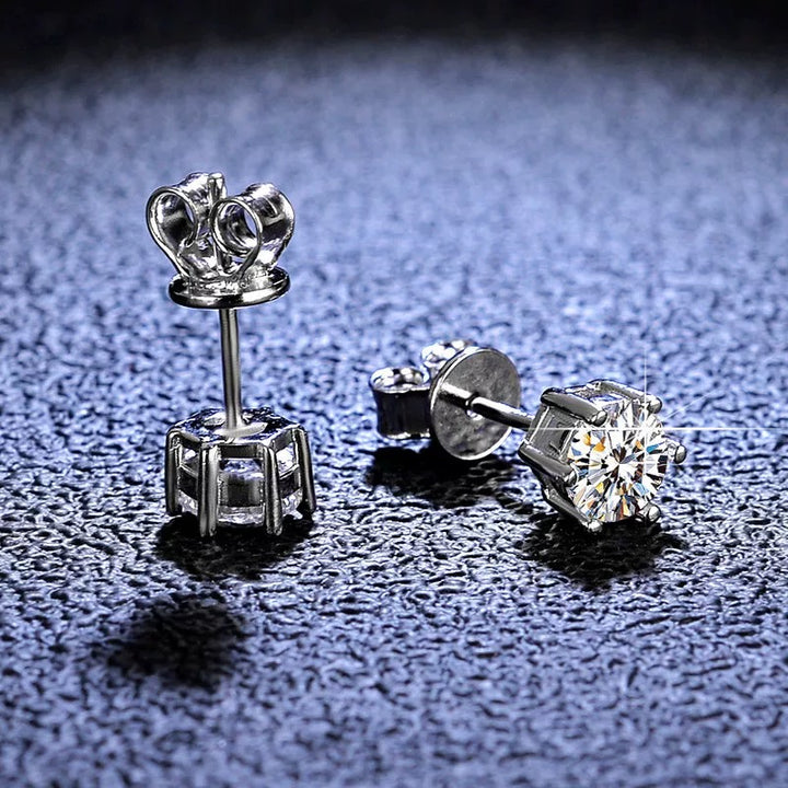 Classic Six-Prong Moissanite Stud Earrings