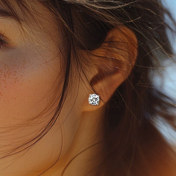 Classic Six-Prong Moissanite Stud Earrings