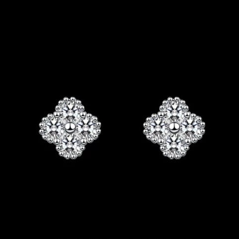 Clover Moissanite Stud Earrings