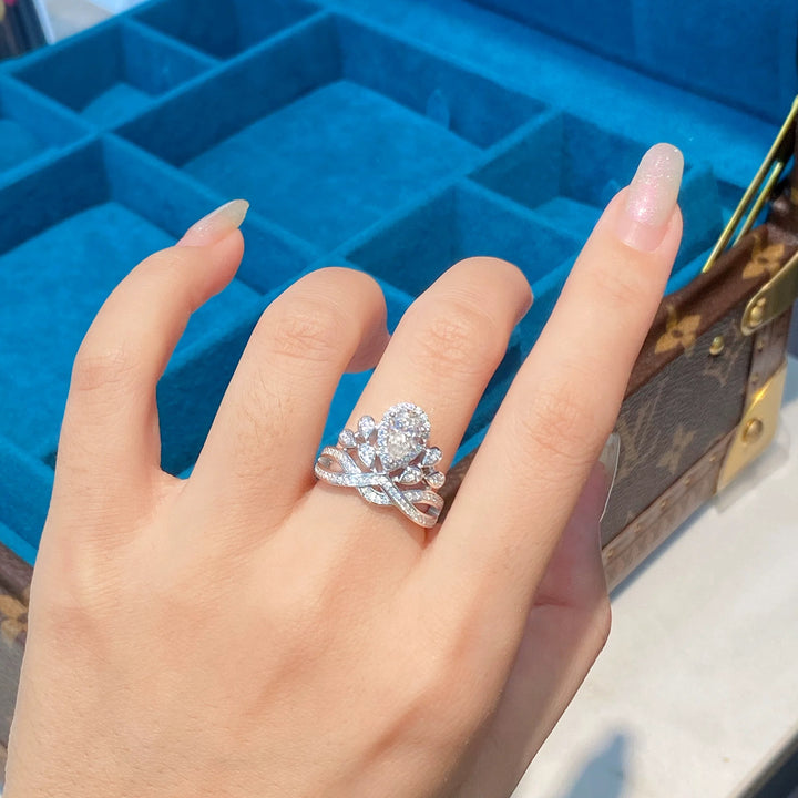 Teardrop Crown Moissanite Ring