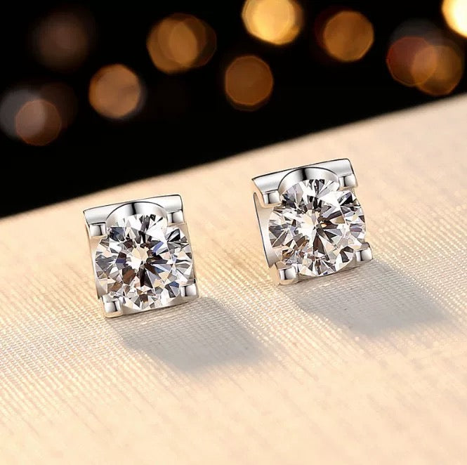 Classic Four-Prong Moissanite Stud Earrings