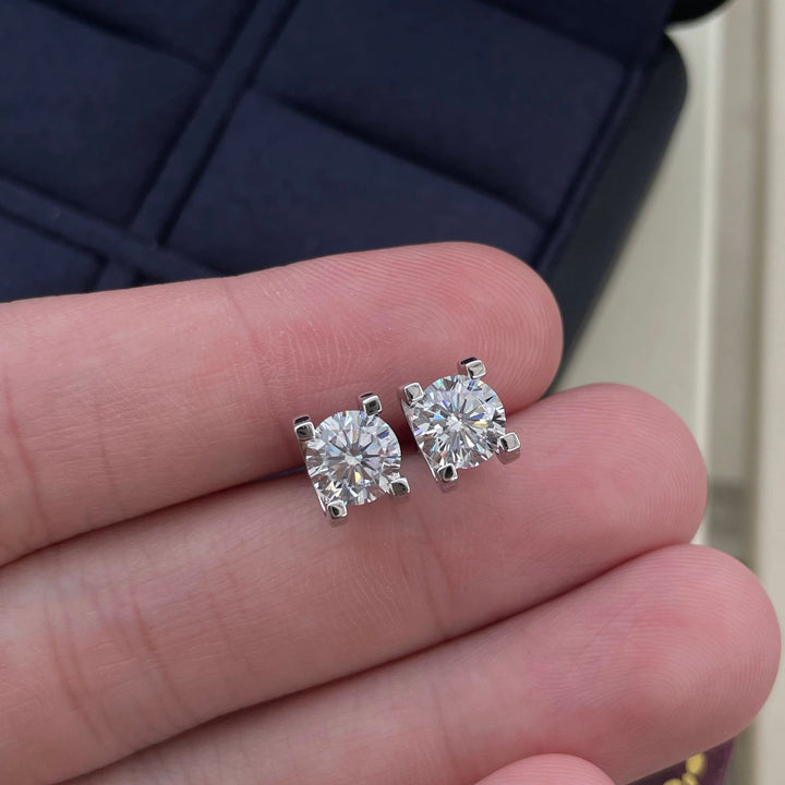 Classic Four-Prong Moissanite Stud Earrings