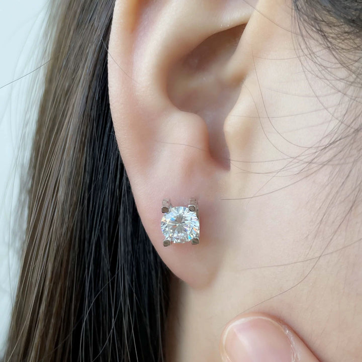 Classic Four-Prong Moissanite Stud Earrings