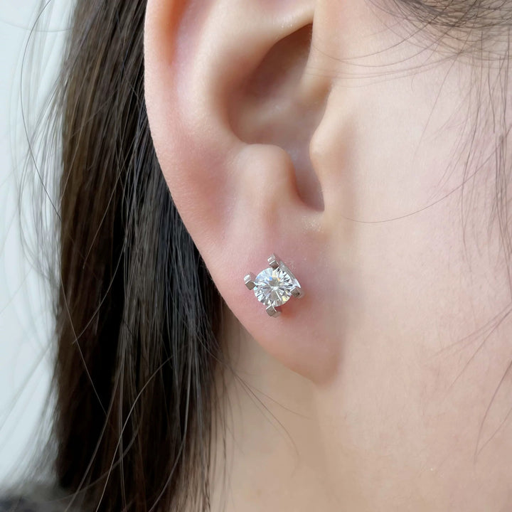 Classic Four-Prong Moissanite Stud Earrings