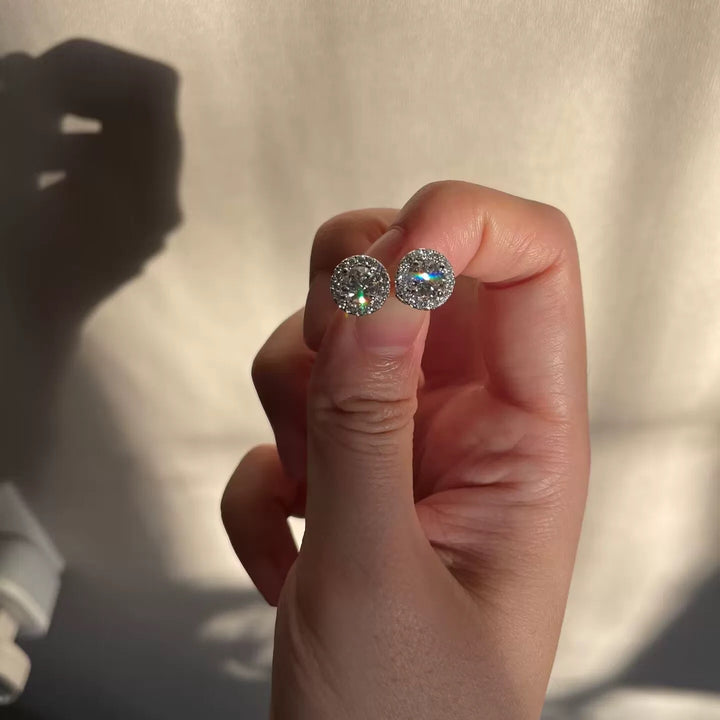 Halo Glow Moissanite Stud Earrings