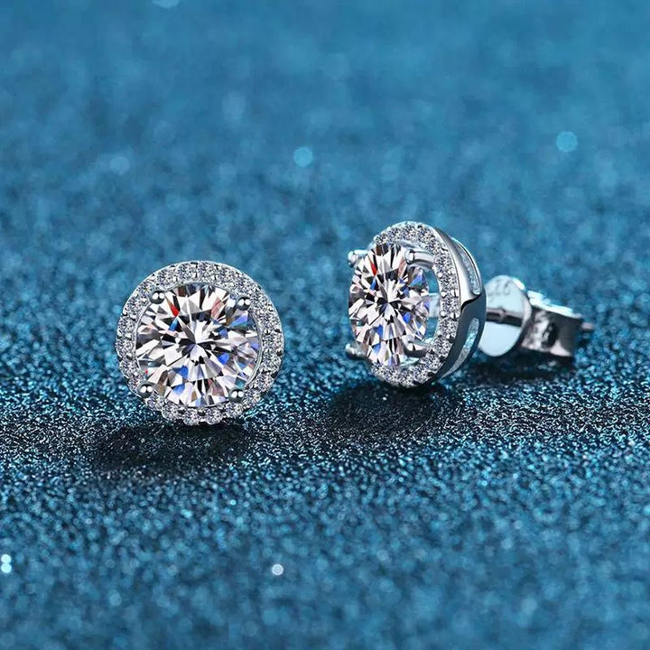 Halo Glow Moissanite Stud Earrings