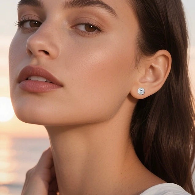 Halo Glow Moissanite Stud Earrings