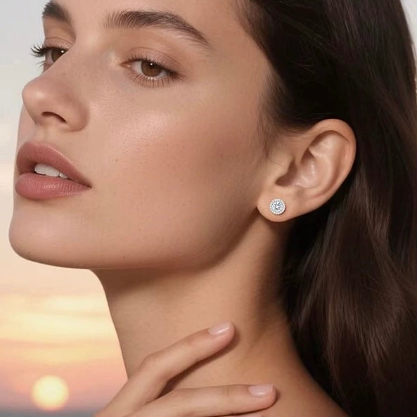 Halo Glow Moissanite Stud Earrings