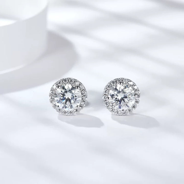 Halo Glow Moissanite Stud Earrings
