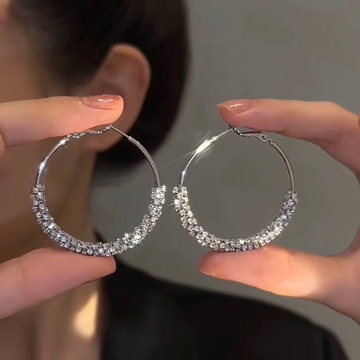 Semi Rhinestone Circle Earrings