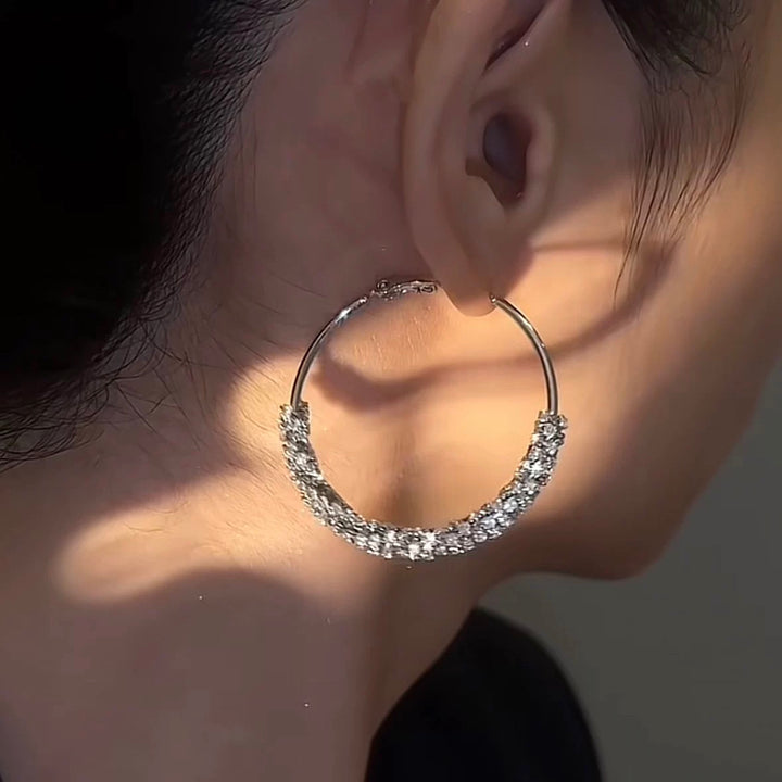Semi Rhinestone Circle Earrings